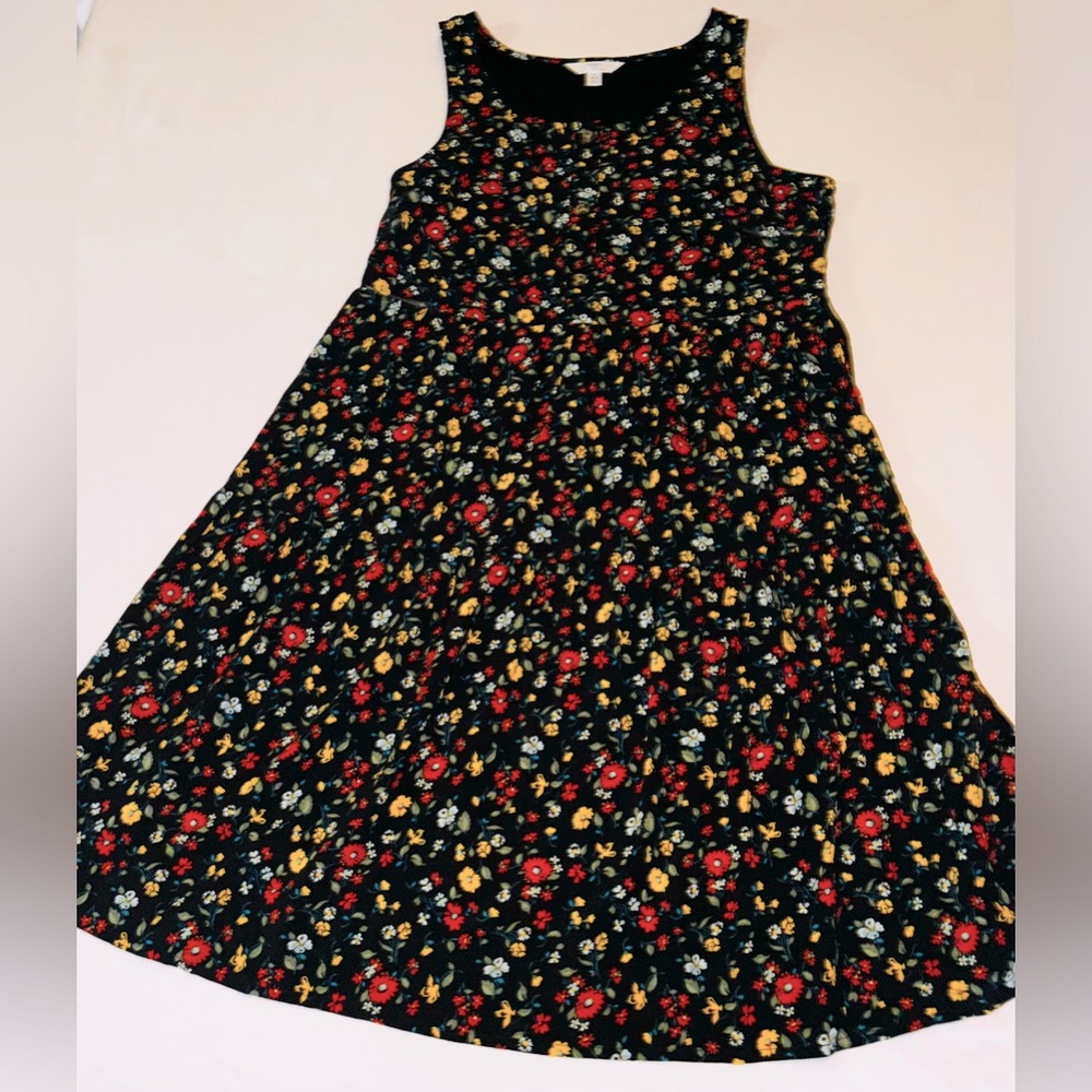 Time & Tru Women’s Floral Sleeveless Dress - Black and Red